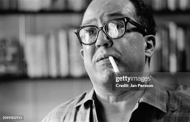 American poet, novelist and playwright Langston Hughes at his home east 127th New York. May 1962.