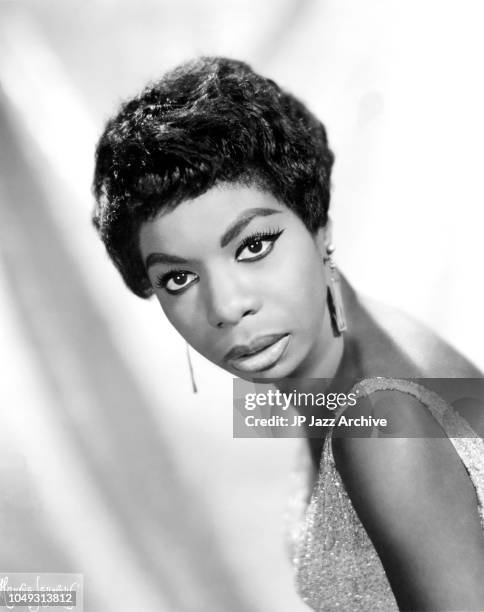 Publicity photo of American jazz singer and pianist Nina Simone, New York City ca 1955.