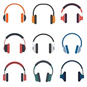 Headphones set of icon vector illustration