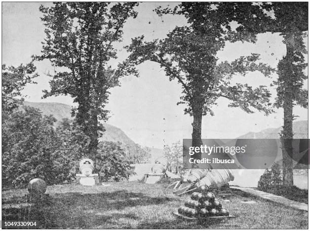 antique photograph: mexican mortars, west point, usa - west point new york stock illustrations