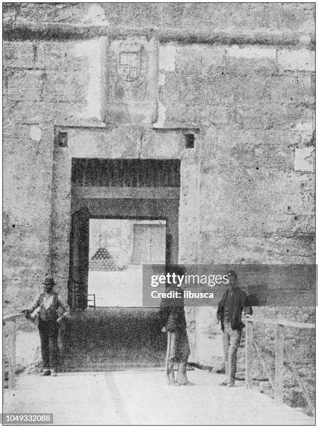 antique photograph: fort san marco, st augustine, florida - historic venice florida stock illustrations