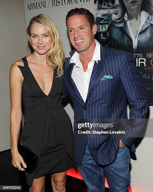 Actress Naomi Watts and brother photographer Ben Watts attend the Giorgio Armani & The Cinema Society screening of "Fair Game" after party at Armani...