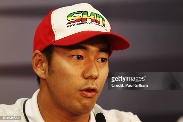 Sakon Yamamoto of Japan and Hispania Racing Team attends the drivers press conference during previews to the Japanese Formula One Grand Prix at...