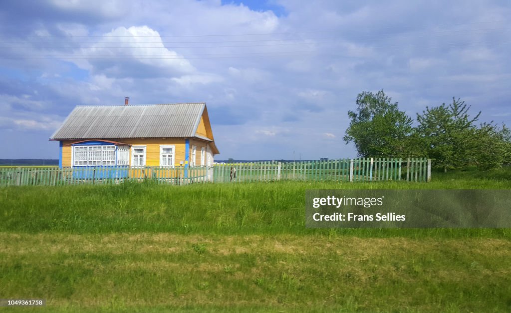 Typical wooden house in the countryside, Belarus