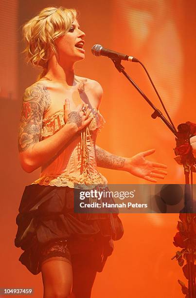 Gin Wigmore performs during the 2010 Vodafone Music Awards at Vector Arena on October 7, 2010 in Auckland, New Zealand.