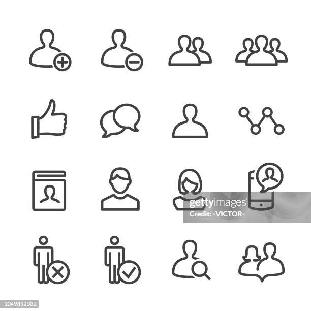 social network user icons - line serie - removing stock-grafiken, -clipart, -cartoons und -symbole