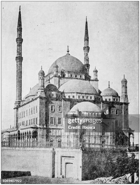 ilustrações de stock, clip art, desenhos animados e ícones de antique photograph: mosque of mohammed ali, cairo, egypt - cidadela do cairo