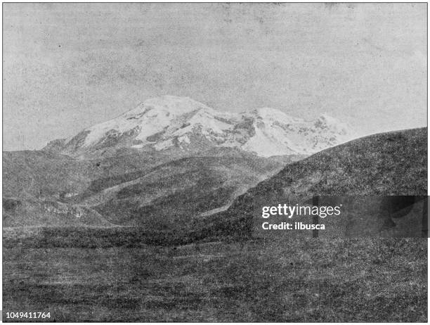 antique photograph: mount chimborazo, ecuador - mt chimborazo stock illustrations
