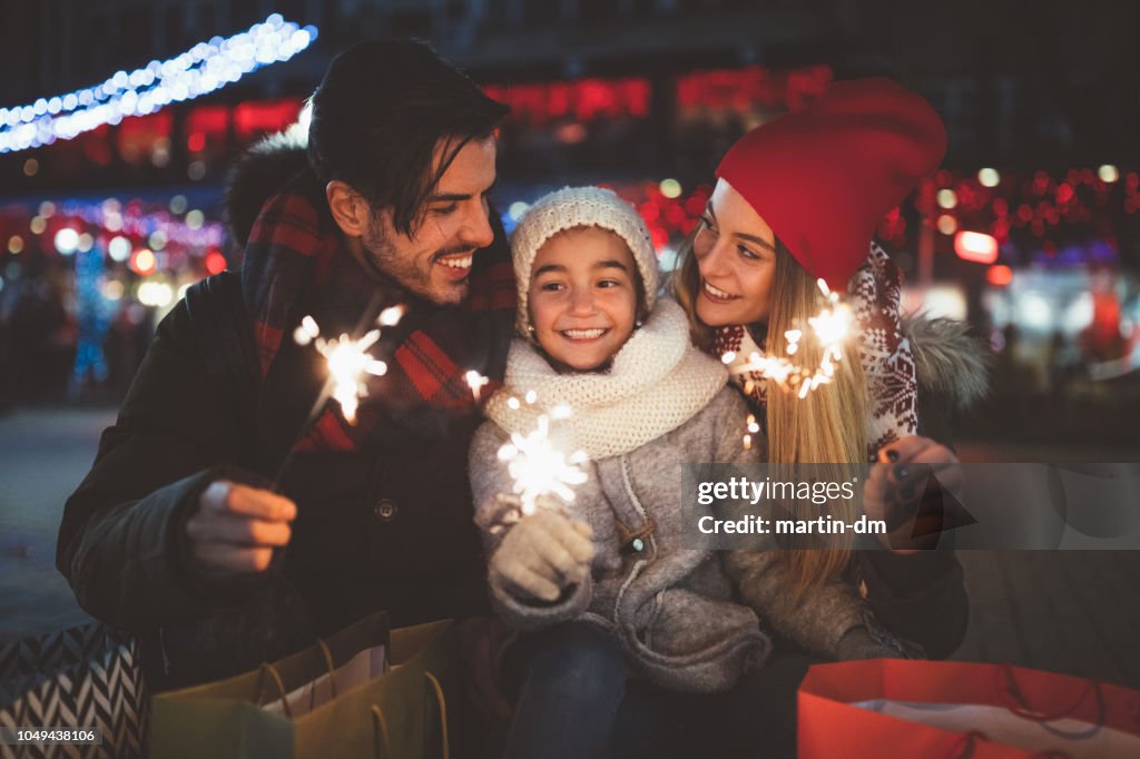 Happy family celebrating Christmas