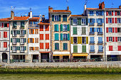 Colorful traditional facades in Bayonne, France