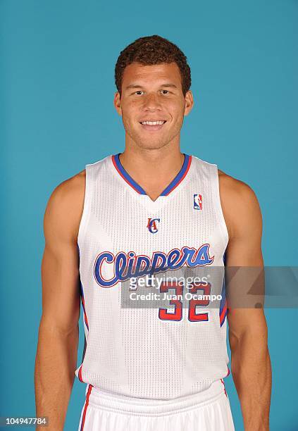 Blake Griffin of the Los Angeles Clippers poses for a photo during NBA Media Day at the Clippers Training Center on September 27, 2010 in Playa...