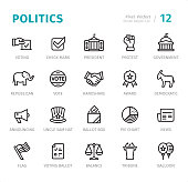 Politics - Pixel Perfect line icons with captions