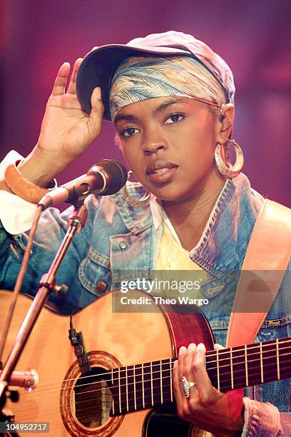 Lauryn Hill during Lauryn Hill performs "Unplugged" at MTV Studios in Times Square, New York City at MTV Studios in Times Square in New York City,...