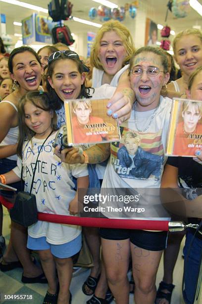 Aaron Carter fans during Aaron Carter signs his new CD "Oh Aaron" at K-Mart at Astor Place in New York City in New York City, New York, United States.