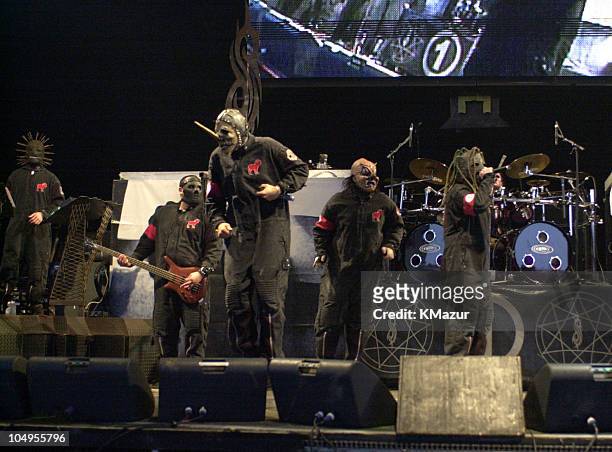 Slipknot during Slipknot performs at 2001 Ozzfest at PNC Bank Arts Center in Holmdel, New Jersey, United States.