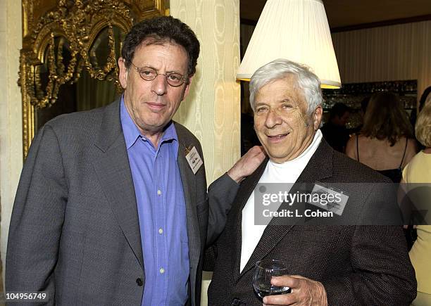 Philip Glass & Elmer Bernstein during SCL Honors OSCAR Nominated Music at Private Residence in Beverly Hills, California, United States.