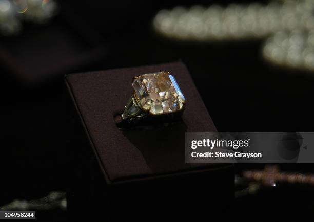 Rare pink diamond stone valued at 8.5 Million dollars is shown as part of the Harry Winston 75th Diamond Anniversary Oscar Collection.