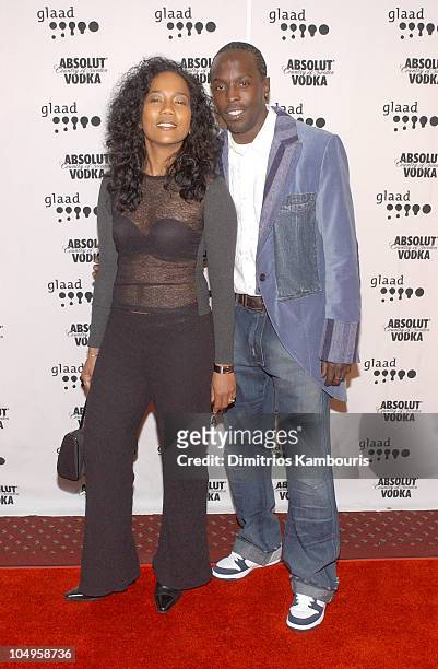 Sonja Sohn and Michael K. Williams during The 14th Annual GLAAD Media Awards New York - Arrivals at Marriott Marquis in New York City, New York,...