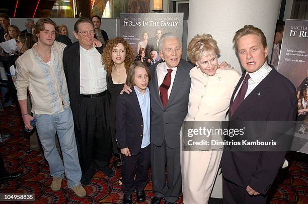 Cameron Douglas, Director Fred Schepisi , Bernadette Peters, Rory Culkin, Kirk Douglas, Diana Douglas and Michael Douglas