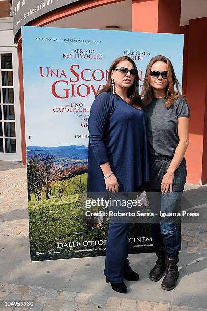 Italian actresses Serena Grandi and Francesca Neri attend the screening of director's Pupi Avati film "Una Sconfinata Giovinezza" at Cineteca di...