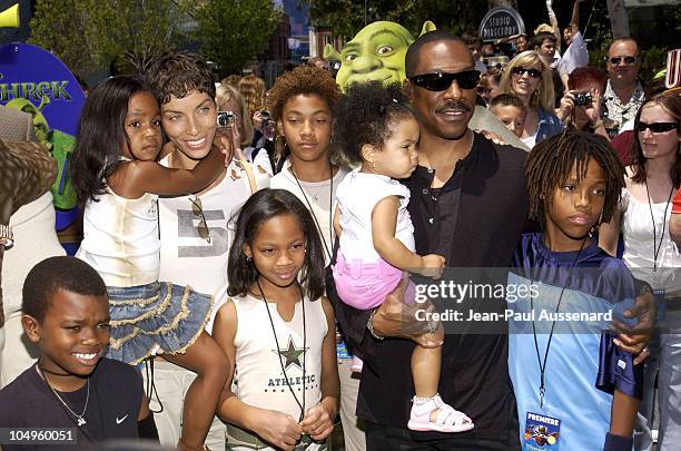 Eddie Murphy & family during Premiere of "Shrek 4-D" Attraction at Universal Studios Hollywood - Arrivals at Universal Studios in Universal City,...