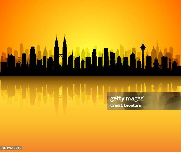 kuala lumpur (all buildings are complete and moveable) - petronas twin towers stock illustrations