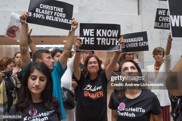 On the eve of a Senate vote to confirm Brett Kavanaugh as the next Supreme Court justice, activists and furious citizens occupy the Hart Senate...