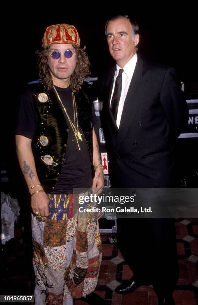 Ozzy Osbourne and Governor Jerry Brown during Foundation Forum Convention 1990 at Los Angeles International Airport Sheraton Hotel in Los Angeles,...