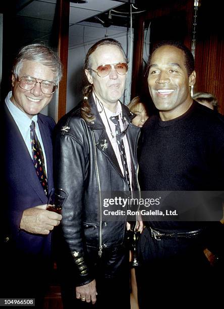 Larry Hagman, Peter Fonda, O.J. Simpson during Grand Opening of The Harley Davidson Cafe at Harley Davidson Cafe in New York City, New York, United...