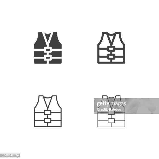 life jacket icons - multi series - life jacket stock illustrations