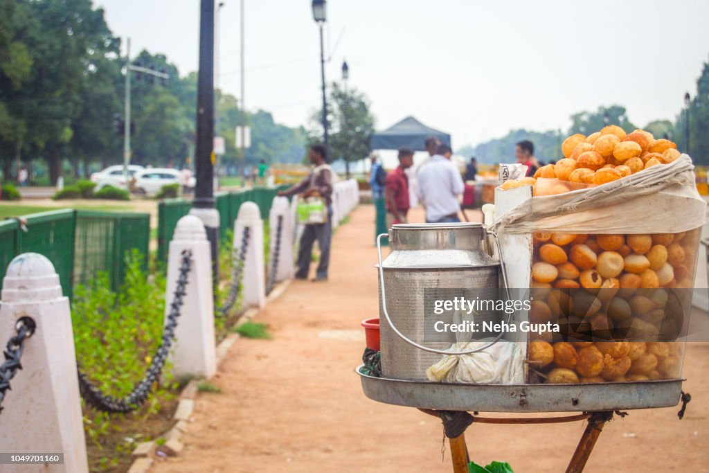 A pani puri stall at India gate, New Delhi, India