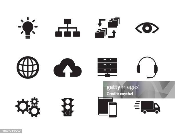 internet of things icon set - drone control stock illustrations