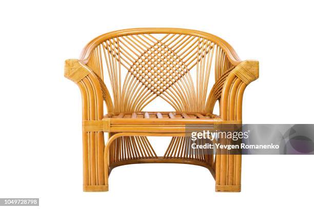modern wicker chair isolated on a white background - wicker - fotografias e filmes do acervo