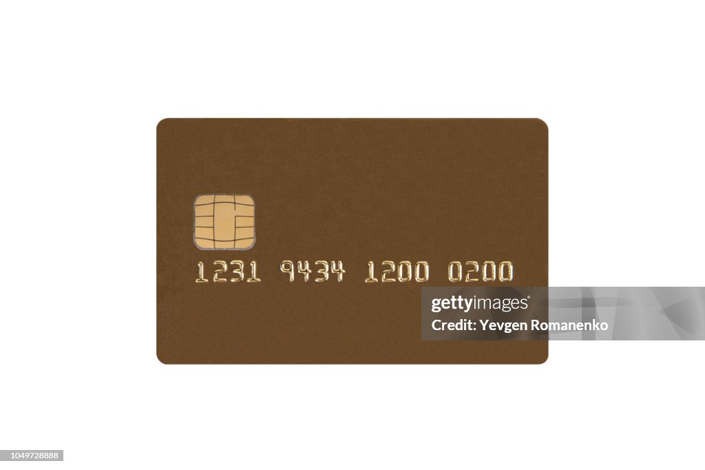 Credit card with chip isolated on white background