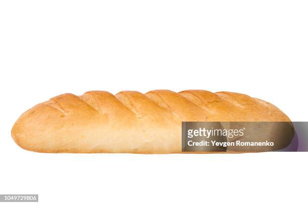 loaf of bread on white background - flute stockfoto's en -beelden