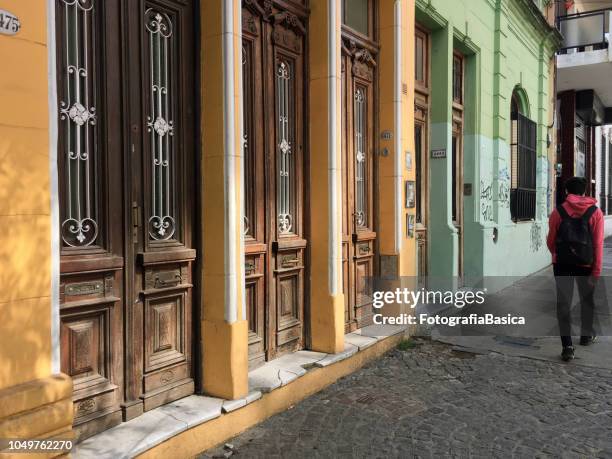 wooden old doors, buenos aires, argentina - palermo buenos aires stock pictures, royalty-free photos & images