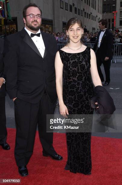 Mayim Bialik and husband Michael Stone during NBC 75th Anniversary at Rockefeller Plaza in New York City, New York, United States.