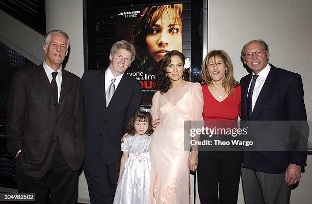 Director Michael Apted, producer Rob Cowan, Juliette Lewis, Tessa Allen, Jennifer Lopez, Chair of Columbia Pictures Amy Pascal and producer Irwin...