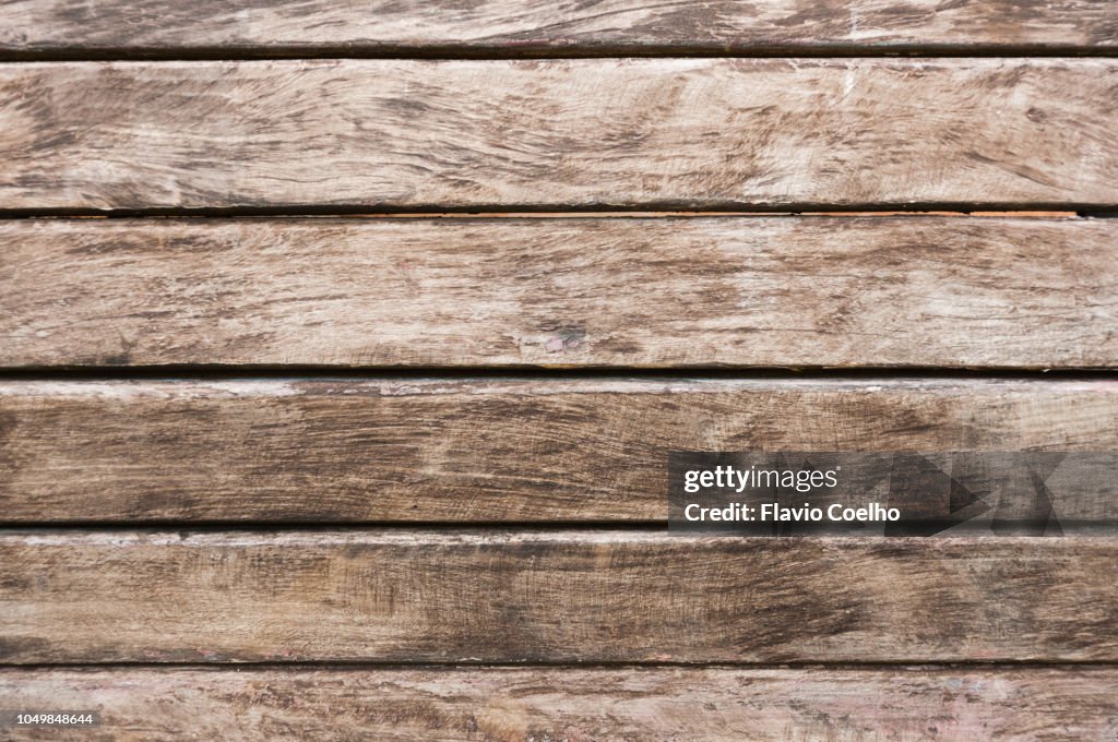 Old wooden bench seat close-up