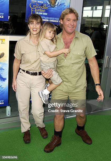 Steve Irwin, Terri Irwin & daughter during "The Crocodile Hunter: Collision Course" Premiere at Arclight Cinerama Dome in Hollywood, California,...
