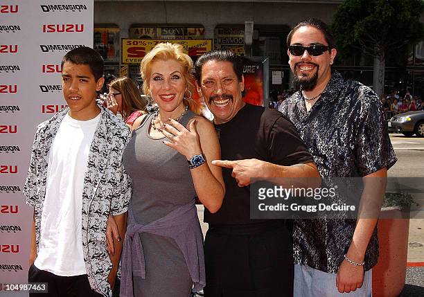 Danny Trejo, wife Debbie and sons Gilbert & Danny during "Spy Kids 2: The Island Of Lost Dreams" Premiere at Grauman's Chinese Theatre in Hollywood,...