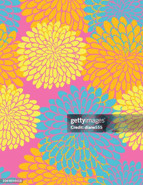 ilustrações de stock, clip art, desenhos animados e ícones de stylish chrysanthemum seamless pattern - crisântemo
