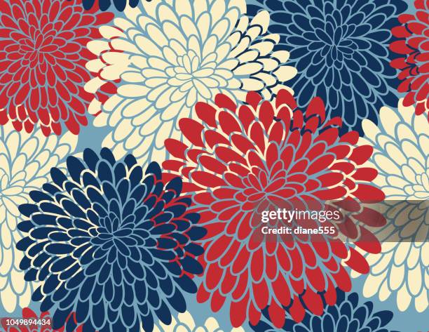 stylish chrysanthemum seamless pattern - chrysanthemum stock illustrations