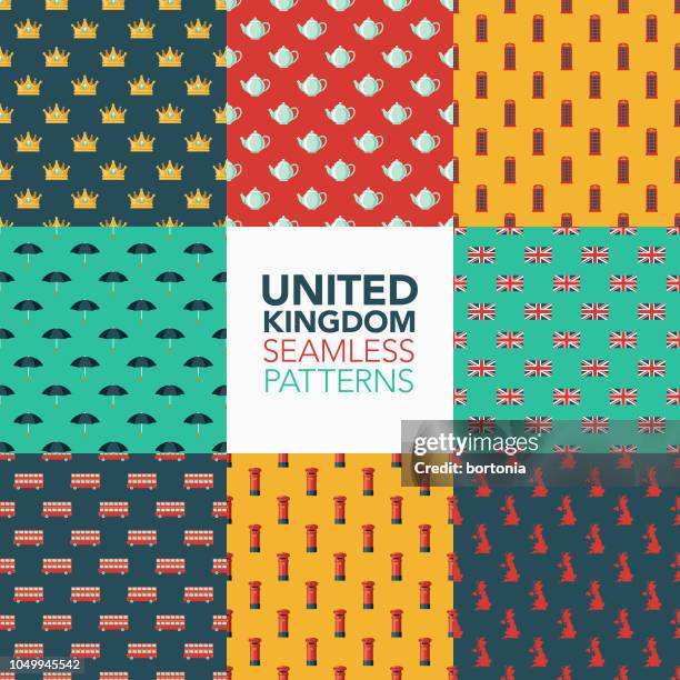 britain seamless pattern set - raining pounds stock illustrations
