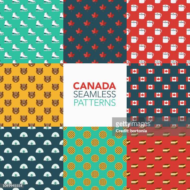 canada seamless pattern set - igloo stock illustrations