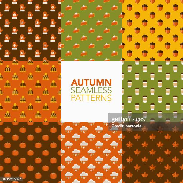 autumn seamless pattern set - coffee drop stock illustrations