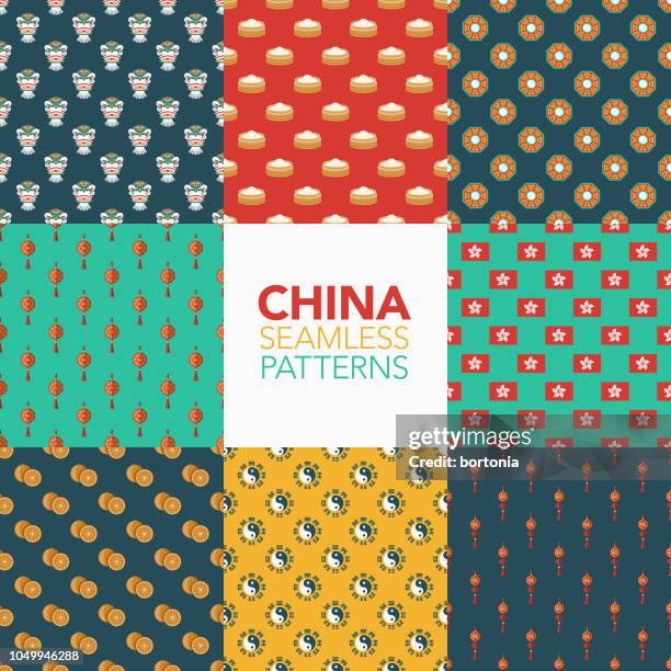 china seamless pattern set - dim sum stock illustrations