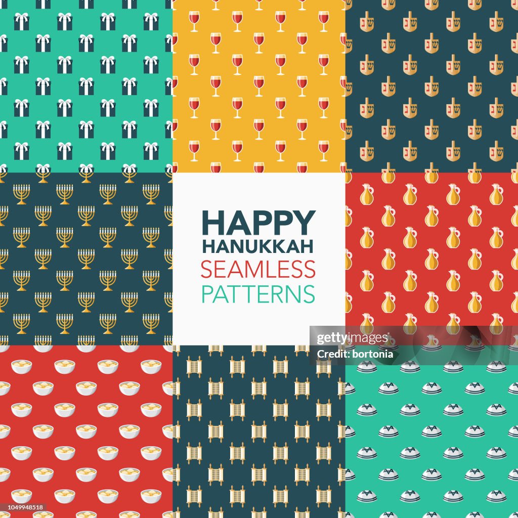 Hanukkah sömlösa mönster Set