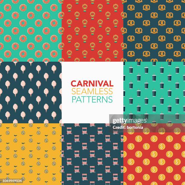 carnival seamless pattern set - burning ring of fire stock illustrations