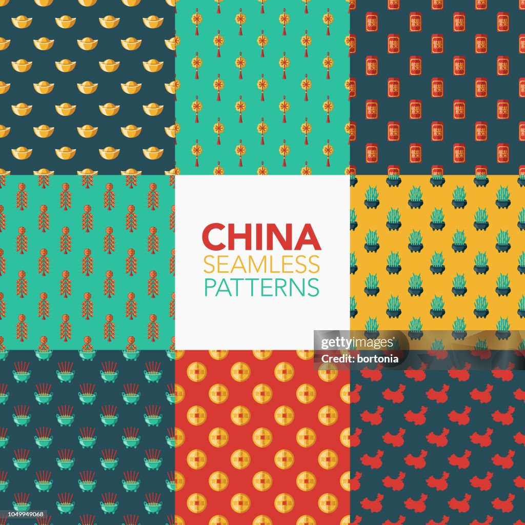 China Seamless Pattern Set